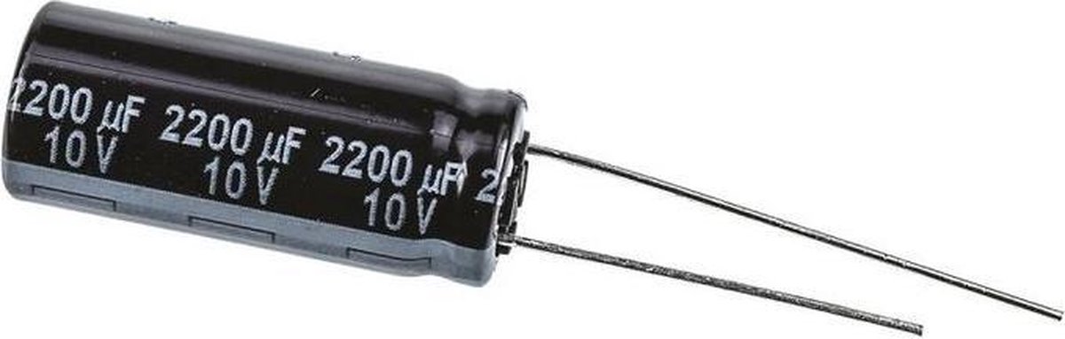 Set van 2 condensatoren Panasonic 2200uF / 10Volt | 10x25mm | Levensduur 10000 uur